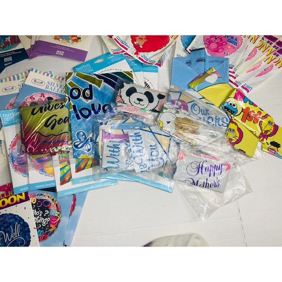 Big Lot of 55 Mylar Balloons Assorted Themes Disney Boy Girl Get Well Mickey NOS - Picture 10 of 11